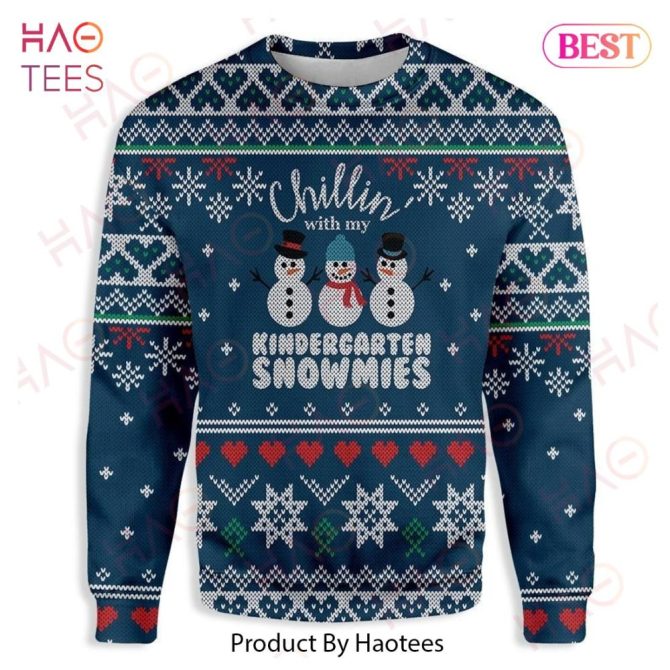 Cozy Snowman Sweater For Kids - 'Chillin' With My Kindergarten Snowmies' Winter Wear