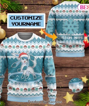 Customizable Ice Fox Ugly Christmas Sweater - Festive Knit With Your Name