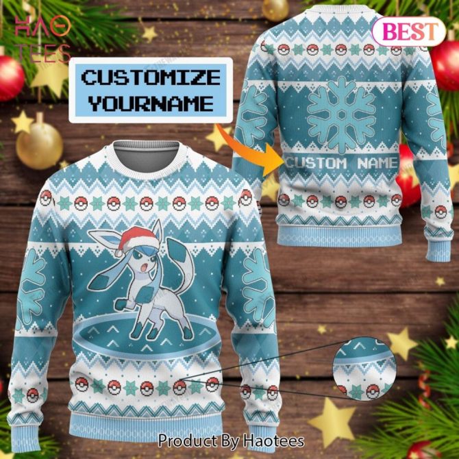 Customizable Ice Fox Ugly Christmas Sweater - Festive Knit With Your Name
