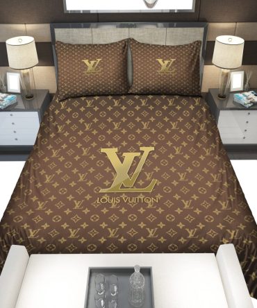 Gold Louis Vuitton Symbol Logo Bedding Sets