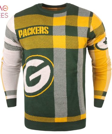 Best Green Bay Packers Men'S Plaid Crew Neck Nfl Ugly Christmas Sweater