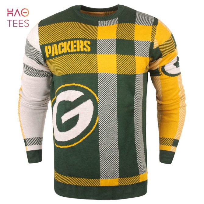 Best Green Bay Packers Men'S Plaid Crew Neck Nfl Ugly Christmas Sweater