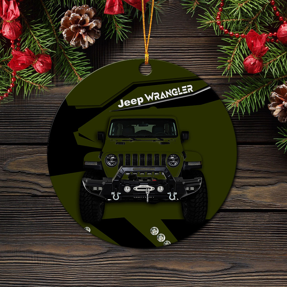 Green Jeep Ceramic Ornament Perfect Gift For Holiday - Image 2