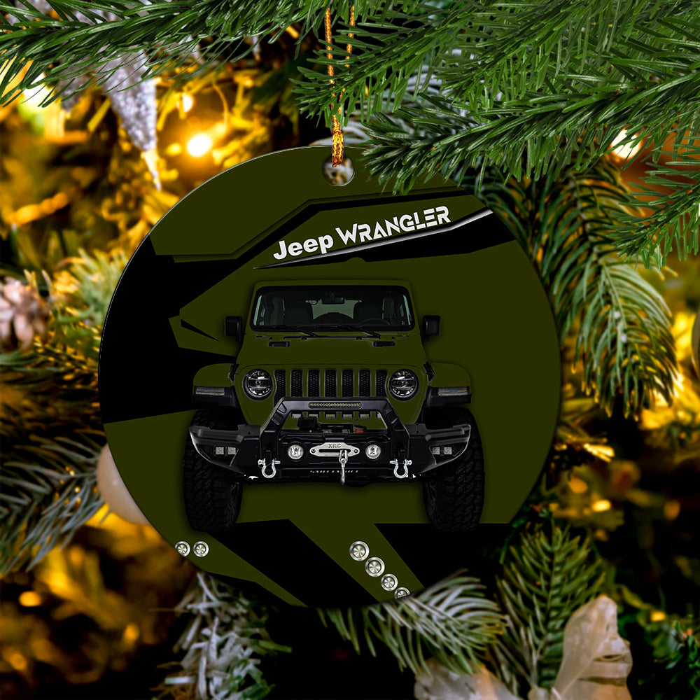 Green Jeep Ceramic Ornament Perfect Gift For Holiday - Image 3