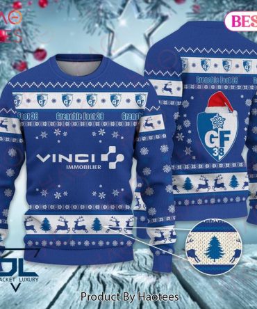 Cozy Grenoble Foot 38 Christmas Sweater - Festive Blue Knit With Snowflakes & Reindeer Design
