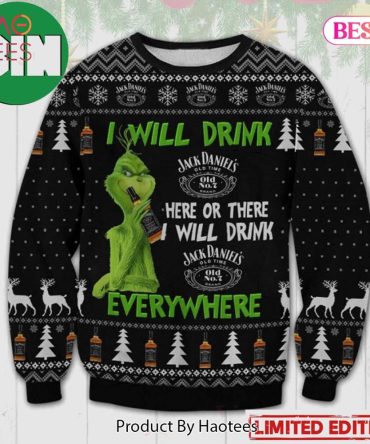 Limited Edition Grinch Jack Daniels Ugly Christmas Ugly Christmas Sweater - Fun Holiday Gift