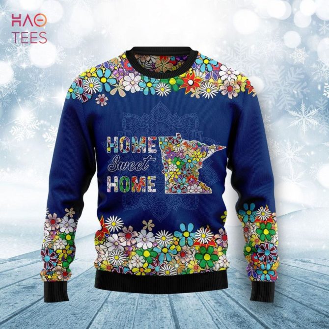 Cozy Floral 'Home Sweet Home' Sweater – Vibrant Minnesota Design, Perfect Winter Wear!