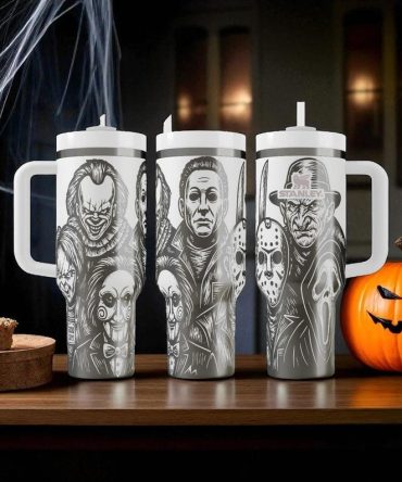 Horror Characters Movies Custom Stanley Quencher 40Oz Stainless Steel Tumbler With Handle, Stanley Cup, Tumbler Cup, Best Gift