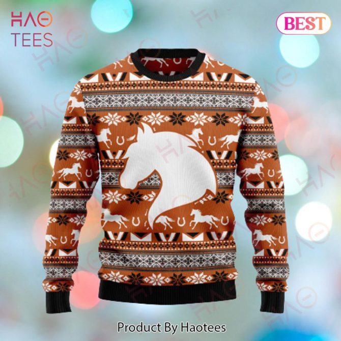 Cozy Horse Print Christmas Sweater - Unisex Winter Knitwear, Festive Design, Perfect Holiday Gift - Image 2