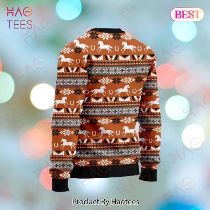 Cozy Horse Print Christmas Sweater - Unisex Winter Knitwear, Festive Design, Perfect Holiday Gift - Image 3