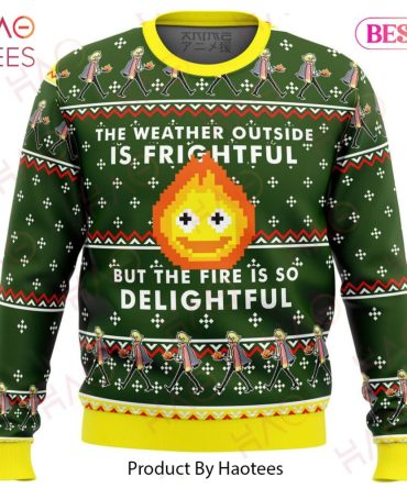 Cozy Anime-Inspired Ugly Christmas Sweater - Festive Fire Design For Winter Warmth