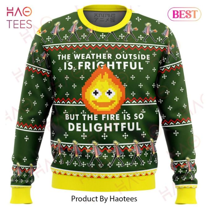 Cozy Anime-Inspired Ugly Christmas Sweater - Festive Fire Design For Winter Warmth
