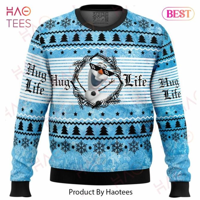 Cozy Blue Christmas Sweater With Snowman & Trees Perfect Winter Holiday Gift