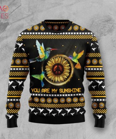 Colorful Hummingbird Sunflower Sweater - 'You Are My Sunshine' Cozy Unisex Knit Pullover