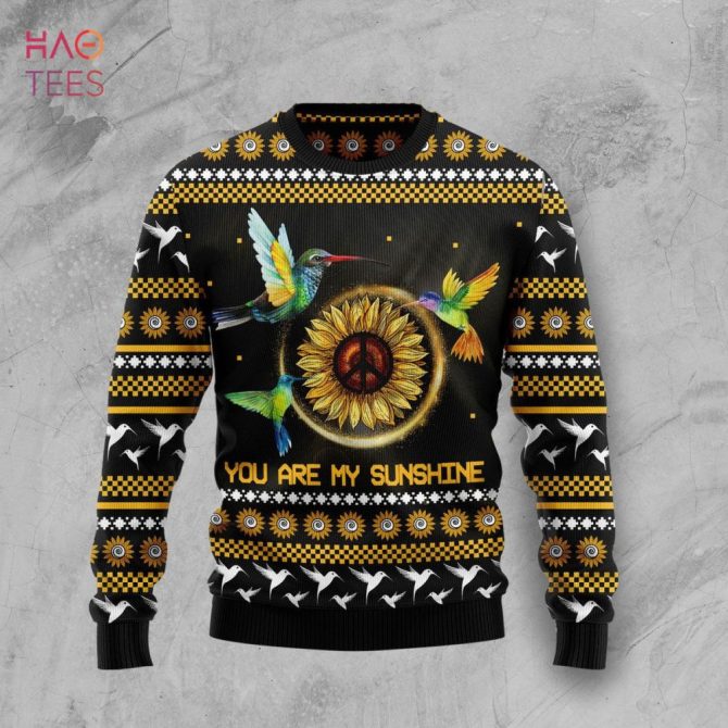 Colorful Hummingbird Sunflower Sweater - 'You Are My Sunshine' Cozy Unisex Knit Pullover