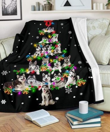Husky Christmas Tree Christmas Decoration Blanket