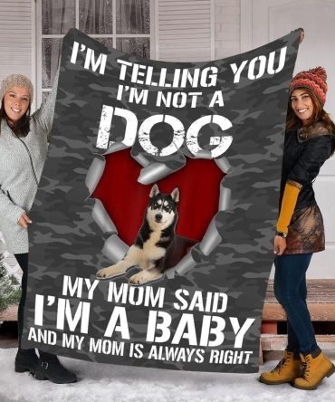Husky Dog Cozy Winter Camo Pattern Christmas Blanket