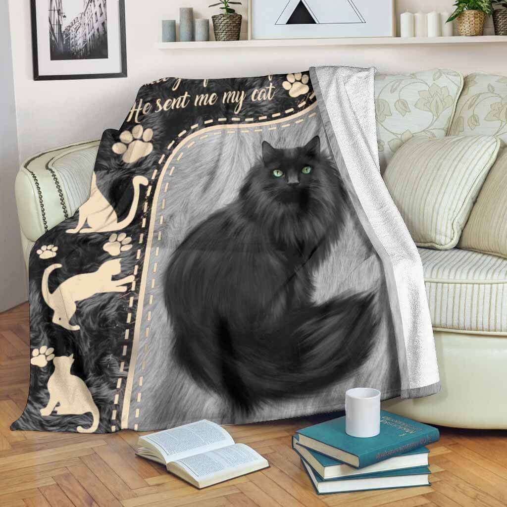 I Asked God For A True Friend Black Cat Blanket - Image 3