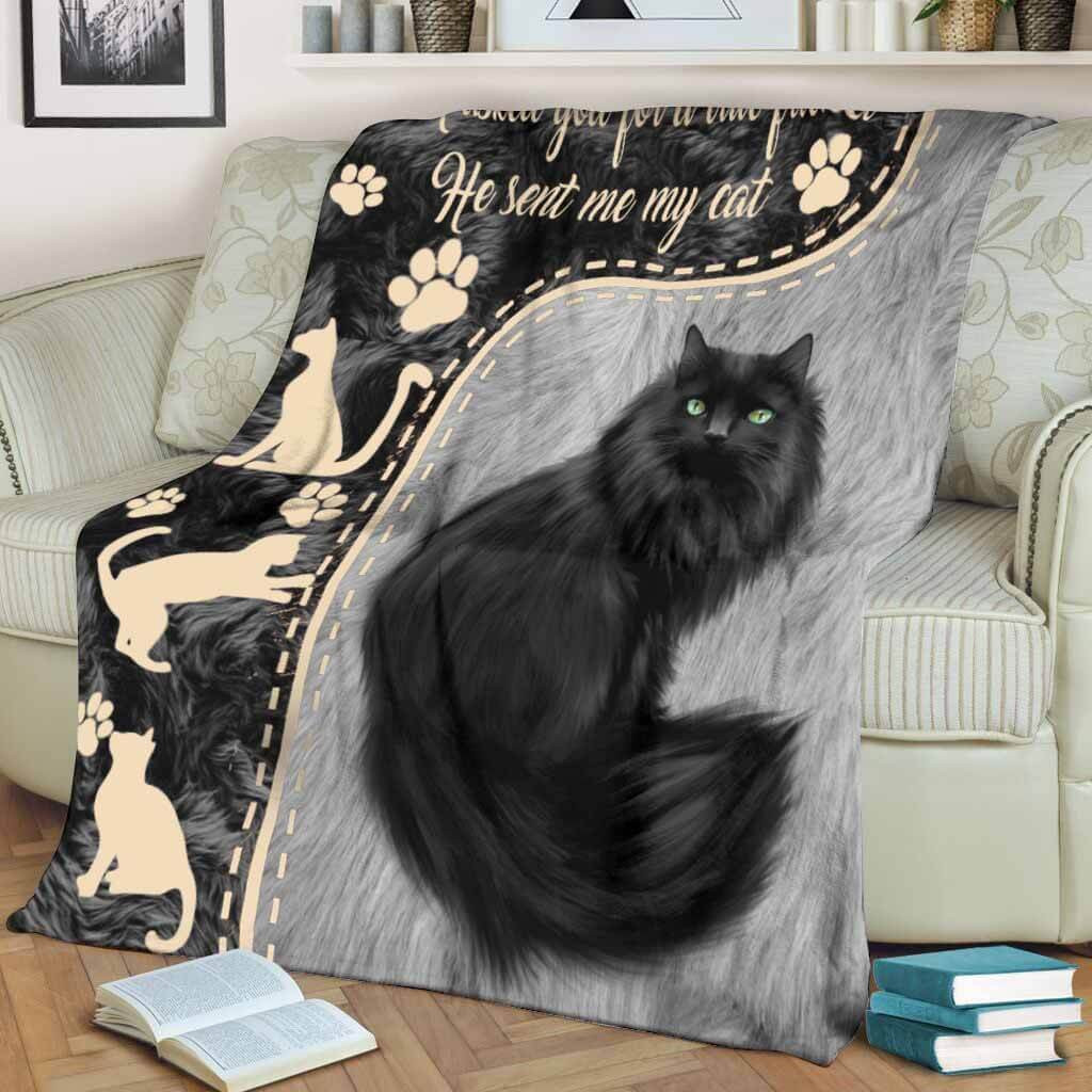 I Asked God For A True Friend Black Cat Blanket - Image 2