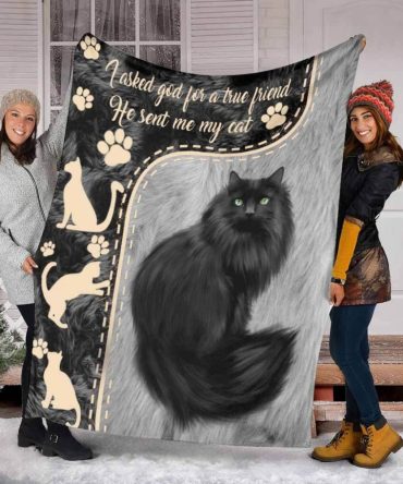 I Asked God For A True Friend Black Cat Blanket