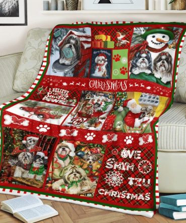 I Believe In Santa Paws Shih Tzu Christmas Blanket