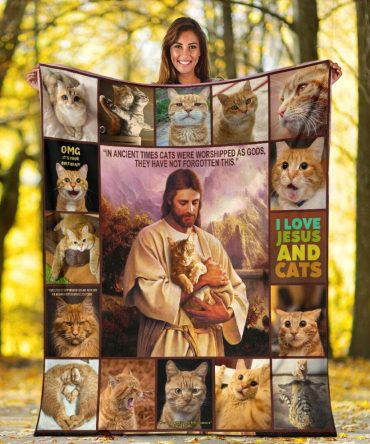 I Love Jesus And Cat For Christ Christian Cat Lovers Blanket
