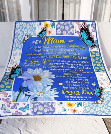 I Love You Mom Daisy Flowers Gift For Mom Blanket