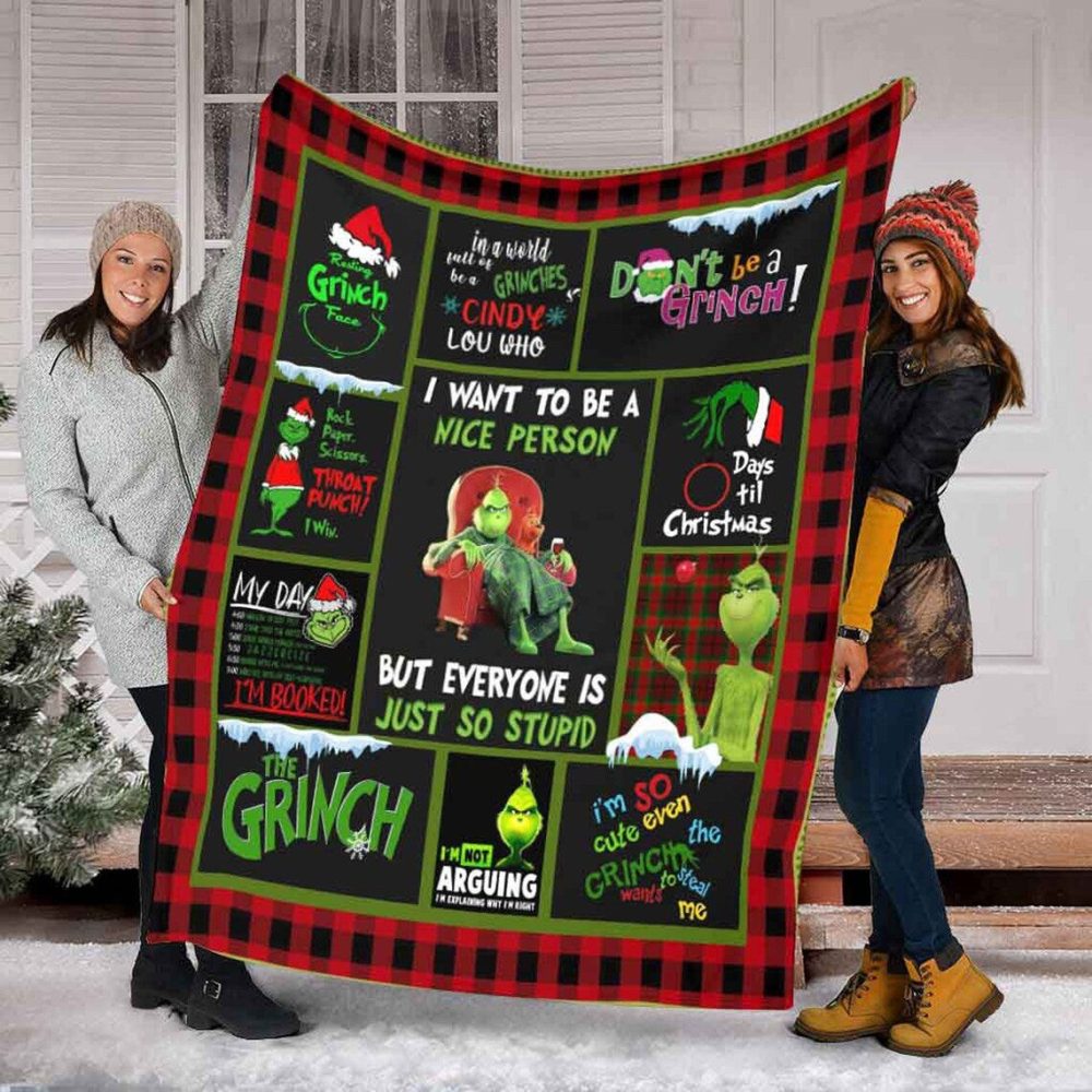 I Want To Be A Nice Person Green Monsters Christmas Blanket - Image 2