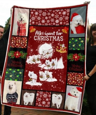 Ideal Snowflakes Pattern Christmas Puppy Samoyed Blanket
