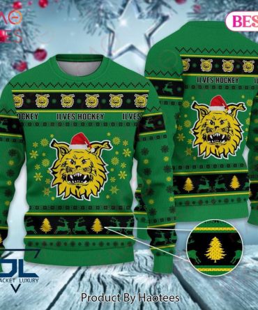 Festive Green Ilves Hockey Ugly Christmas Ugly Christmas Sweater - Perfect Holiday Gift!