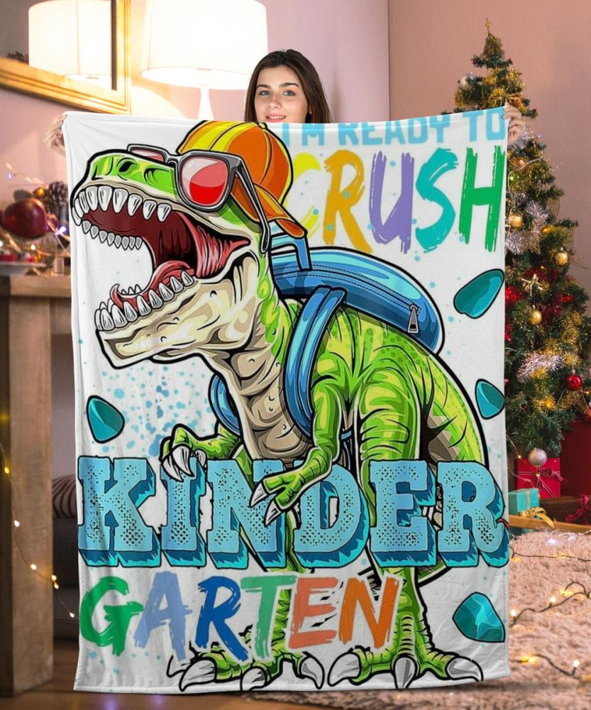 Kids' Dinosaur Blanket - Fun & Cozy T-Rex Design For Kindergarten Adventure!