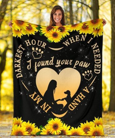 In My Darkest Hour I Found Your Paw Dachshund Sunflower Blanket