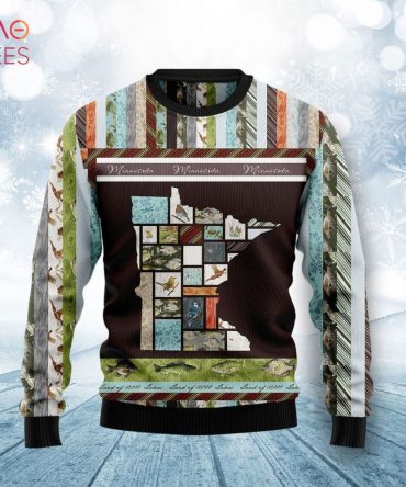 Cozy Minnesota Map Sweatshirt – Unique Winter Wildlife Design – Perfect Gift!