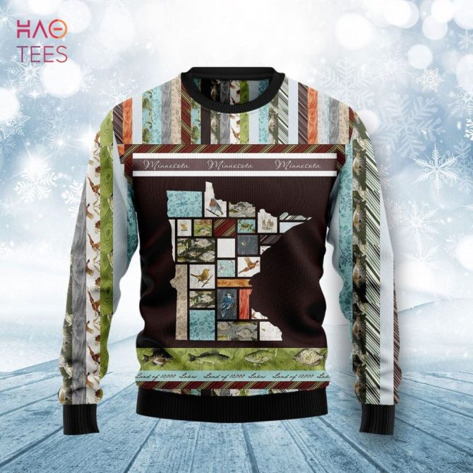 Cozy Minnesota Map Sweatshirt – Unique Winter Wildlife Design – Perfect Gift!