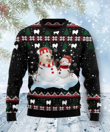 Cozy Christmas Sweater With Cute Dog & Snowman Design – Festive Holiday Pullover