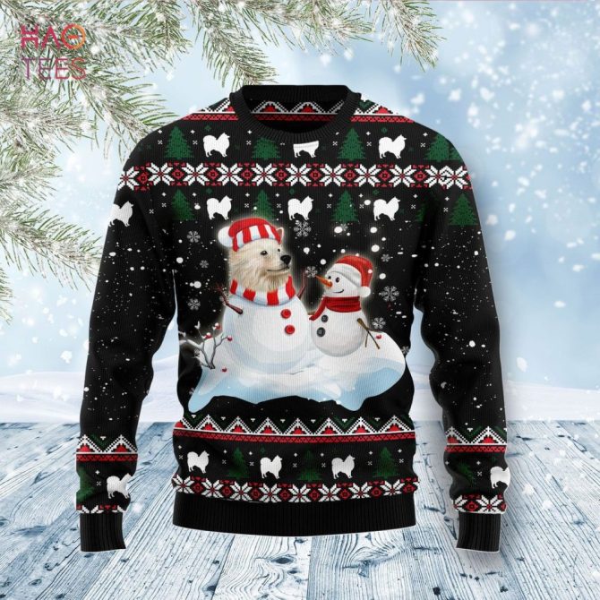 Cozy Christmas Sweater With Cute Dog & Snowman Design – Festive Holiday Pullover
