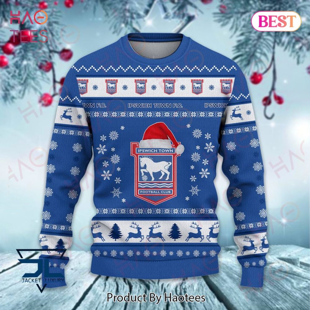 Ipswich Town Fc Christmas Sweater - Festive Holiday Knitwear For Football Fans - Image 2