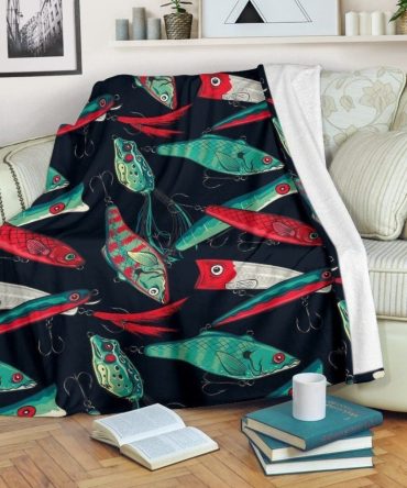Japanese Fishing Bait Pattern Blanket