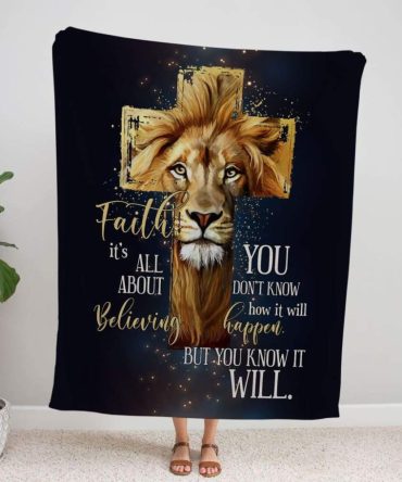 Jesus Faith Its Not All About Believing Lion Cross For Christ Christian Blanket