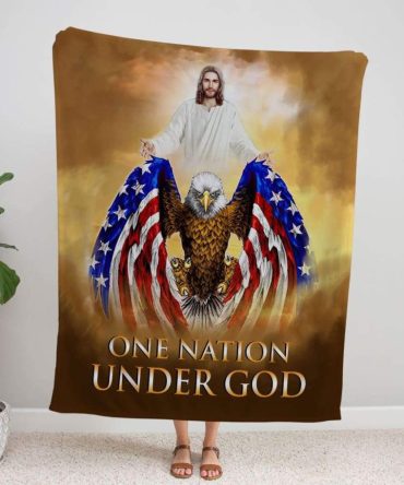 Jesus One Nation Under God Eagle American For Christ Christian Blanket