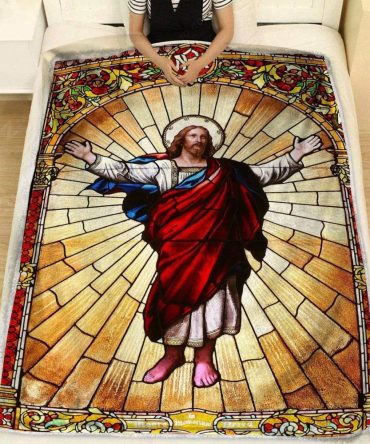 Jesus Stained Glass For Christ Christian Blanket