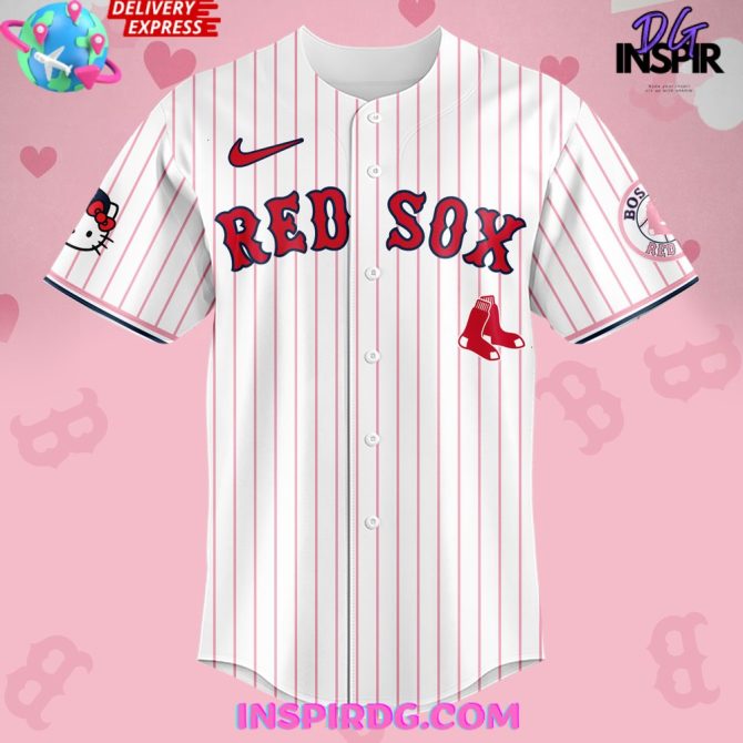 Boston Red Sox X Hello Kitty Night 2024 Stripe Baseball Jersey - Image 2
