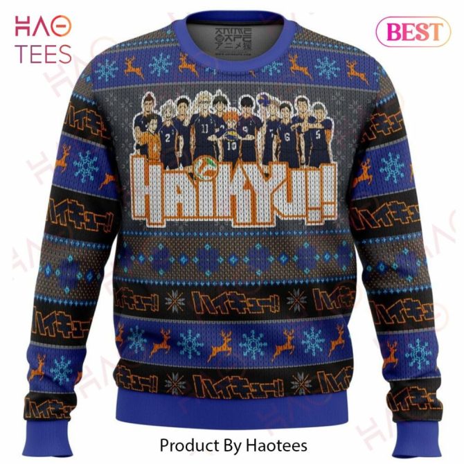 Cozy Haikyuu Ugly Christmas Sweater – Anime Volleyball Team Design For Fans