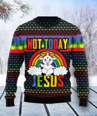 Colorful 'Not Today Jesus' Ugly Christmas Sweater - Fun Holiday Knitwear Gift