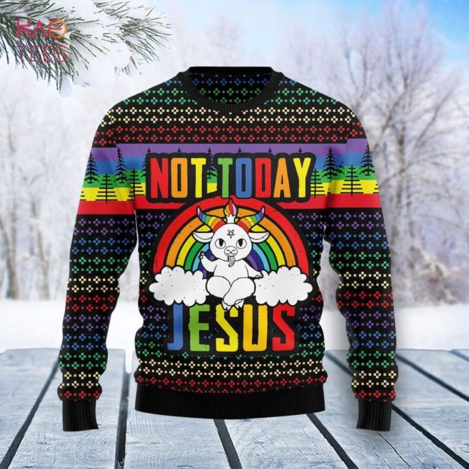 Colorful 'Not Today Jesus' Ugly Christmas Sweater - Fun Holiday Knitwear Gift