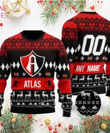 Customizable Atlas Soccer Ugly Christmas Sweater - Personalized Name & Number - Festive Holiday Gift