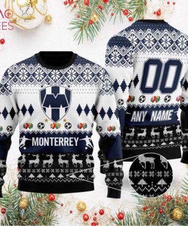 Customizable Monterrey Fc Ugly Christmas Sweater - Personalized Holiday Gift For Soccer Fans