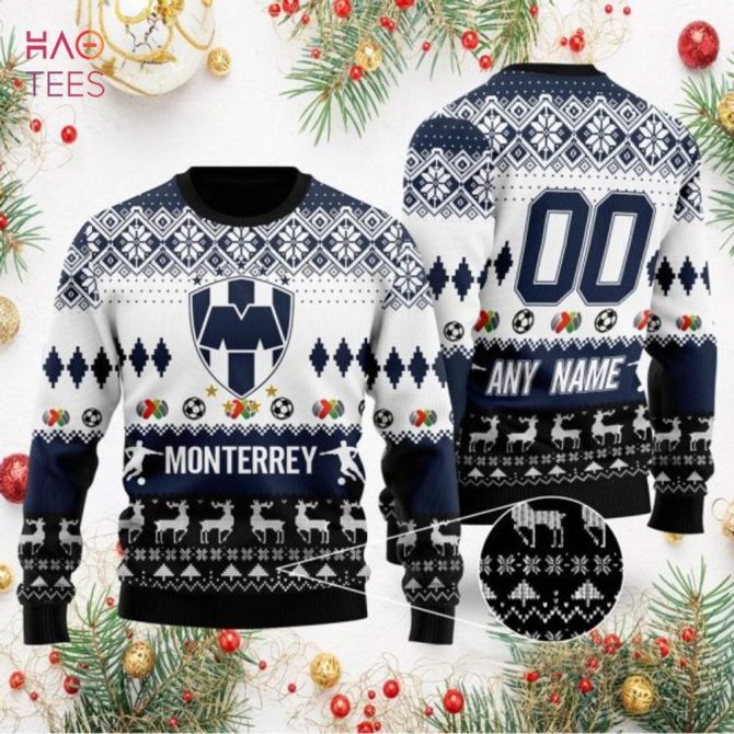 Customizable Monterrey Fc Ugly Christmas Sweater - Personalized Holiday Gift For Soccer Fans