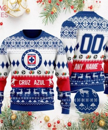 Personalized Cruz Azul Christmas Sweater – Custom Name & Number, Festive Soccer Gift!