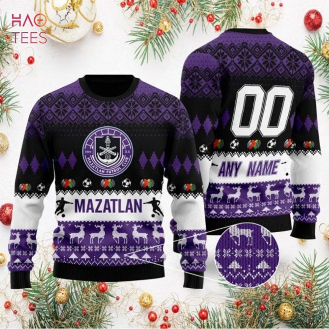 Custom Mazatlán Soccer Ugly Christmas Sweater - Personalize With Any Name & Number!